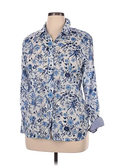 Pre-owned Talbots Long Sleeve Button Down Shirt In Blue