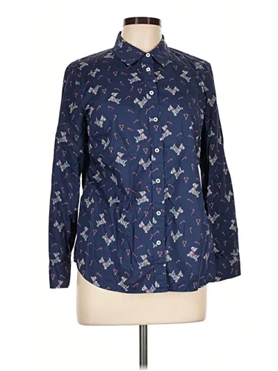 Pre-owned Talbots Long Sleeve Button Down Shirt In Blue