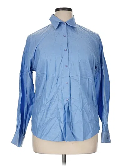 Pre-owned Talbots Long Sleeve Button Down Shirt In Blue
