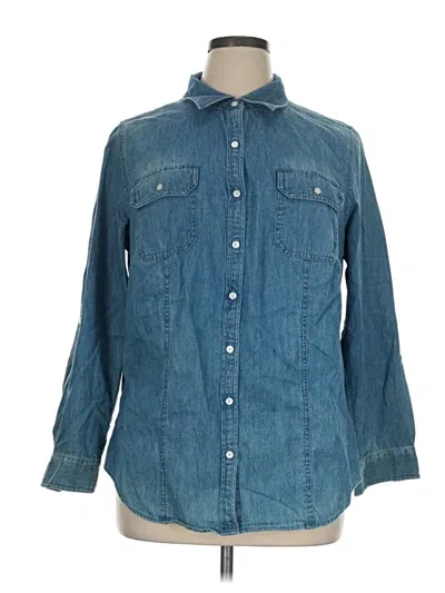 Pre-owned Talbots Long Sleeve Button Down Shirt In Blue