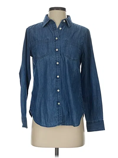 Pre-owned Talbots Long Sleeve Button Down Shirt In Blue