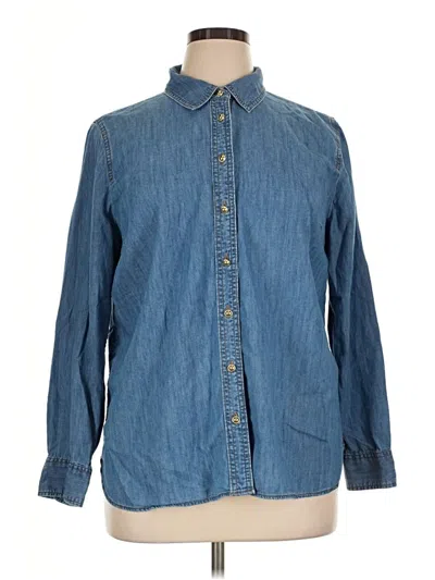 Pre-owned Talbots Long Sleeve Button Down Shirt In Blue