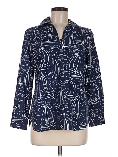 Pre-owned Talbots Long Sleeve Button Down Shirt In Blue