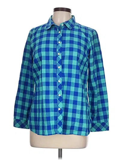 Pre-owned Talbots Long Sleeve Button Down Shirt In Blue