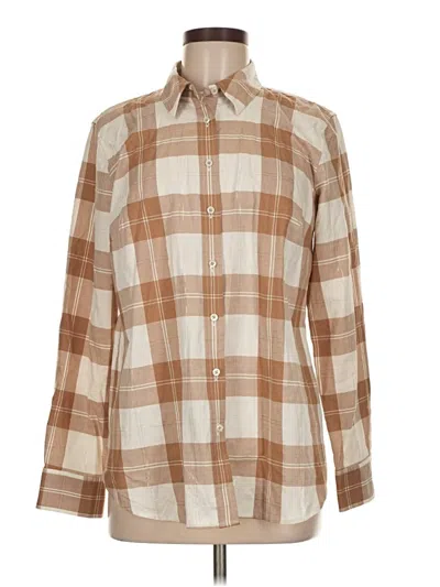 Pre-owned Talbots Long Sleeve Button Down Shirt In Brown