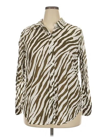 Pre-owned Talbots Long Sleeve Button Down Shirt In Brown