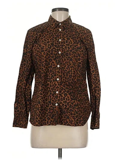 Pre-owned Talbots Long Sleeve Button Down Shirt In Brown