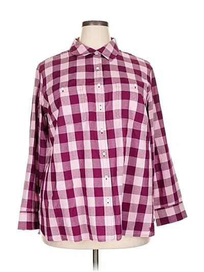 Pre-owned Talbots Long Sleeve Button Down Shirt In Burgundy