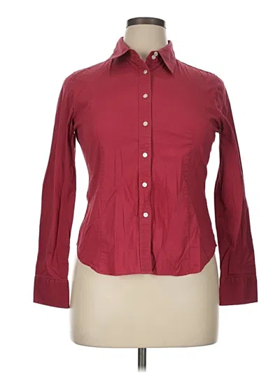 Pre-owned Talbots Long Sleeve Button Down Shirt In Burgundy
