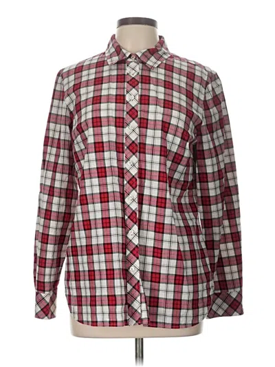 Pre-owned Talbots Long Sleeve Button Down Shirt In Burgundy