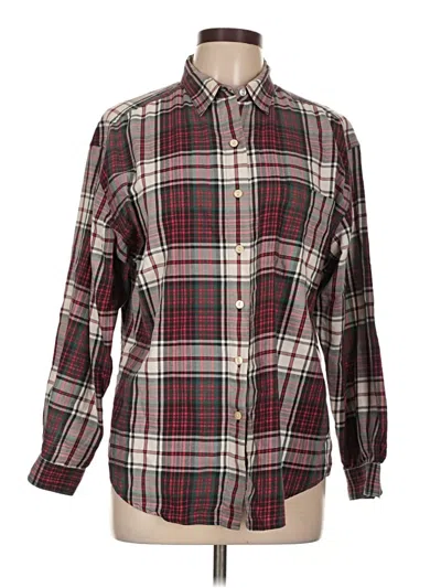 Pre-owned Talbots Long Sleeve Button Down Shirt In Burgundy