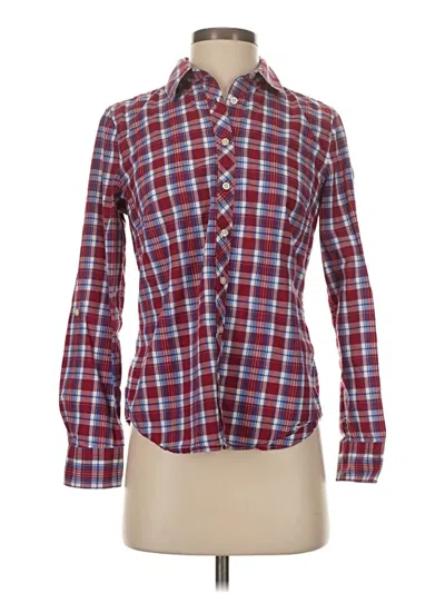 Pre-owned Talbots Long Sleeve Button Down Shirt In Burgundy