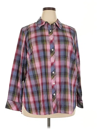 Pre-owned Talbots Long Sleeve Button Down Shirt In Burgundy