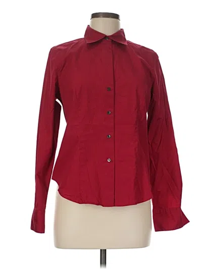 Pre-owned Talbots Long Sleeve Button Down Shirt In Burgundy