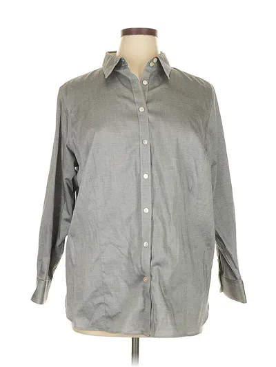 Pre-owned Talbots Long Sleeve Button Down Shirt In Gray