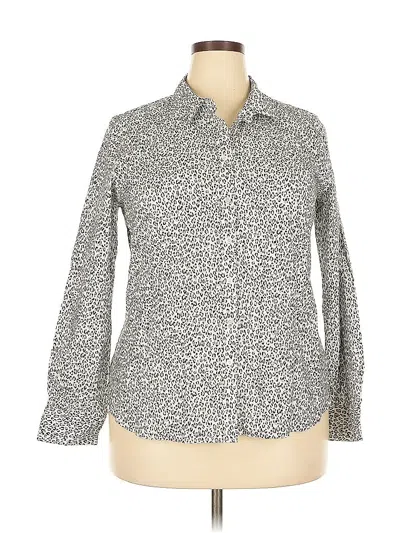 Pre-owned Talbots Long Sleeve Button Down Shirt In Gray