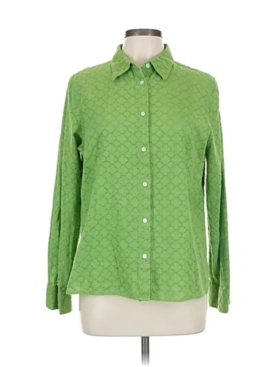 Pre-owned Talbots Long Sleeve Button Down Shirt In Green