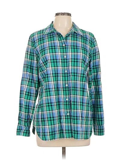Pre-owned Talbots Long Sleeve Button Down Shirt In Green
