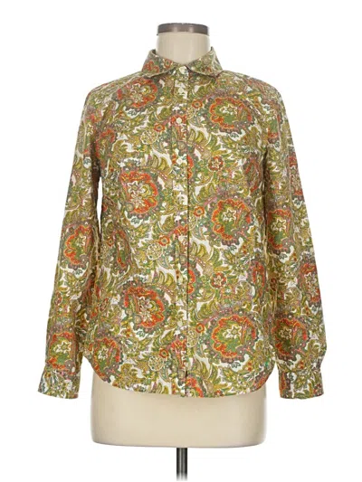 Pre-owned Talbots Long Sleeve Button Down Shirt In Green
