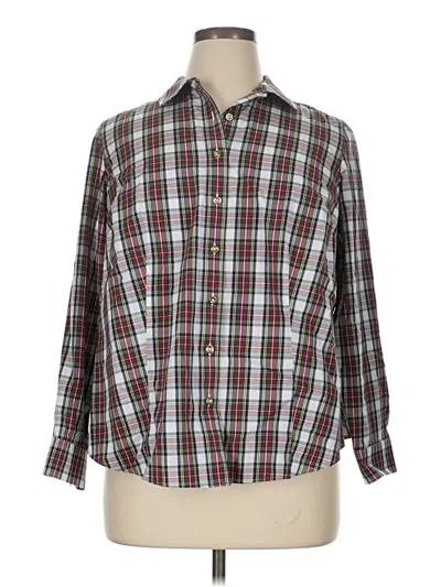 Pre-owned Talbots Long Sleeve Button Down Shirt In Green