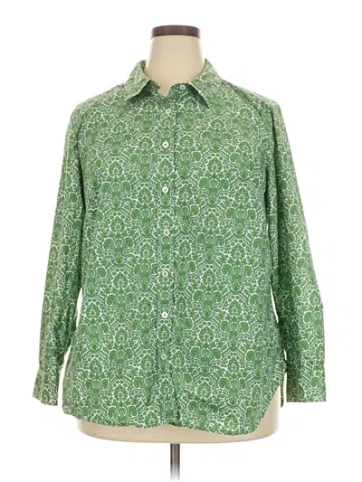 Pre-owned Talbots Long Sleeve Button Down Shirt In Green