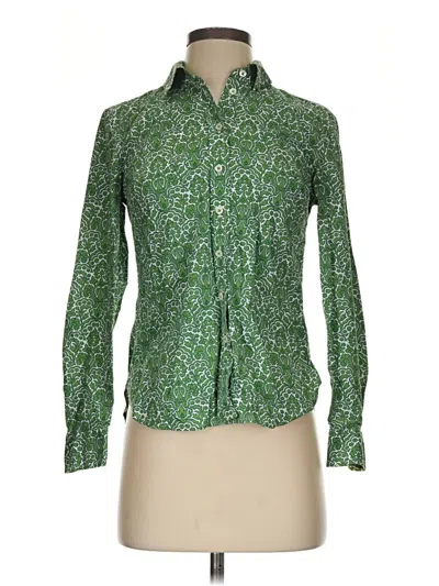 Pre-owned Talbots Long Sleeve Button Down Shirt In Green