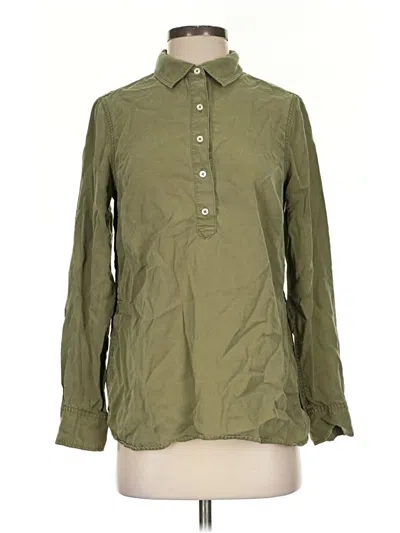 Pre-owned Talbots Long Sleeve Button Down Shirt In Green