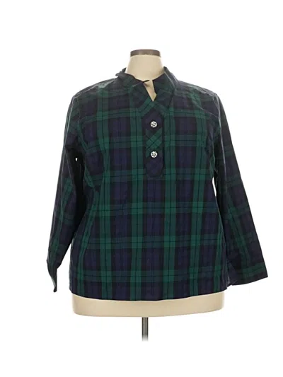 Pre-owned Talbots Long Sleeve Button Down Shirt In Green