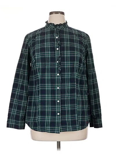 Pre-owned Talbots Long Sleeve Button Down Shirt In Green