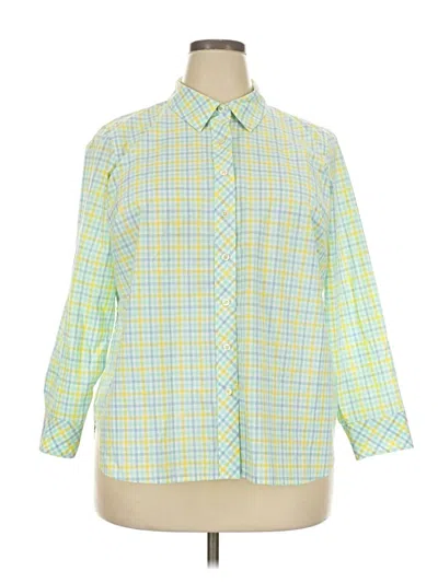 Pre-owned Talbots Long Sleeve Button Down Shirt In Green