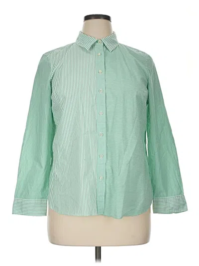 Pre-owned Talbots Long Sleeve Button Down Shirt In Green