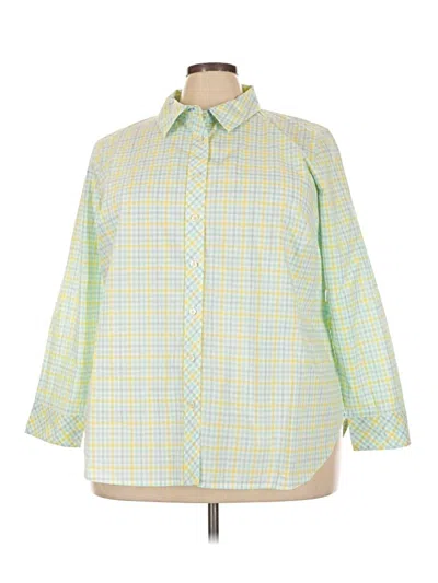 Pre-owned Talbots Long Sleeve Button Down Shirt In Green