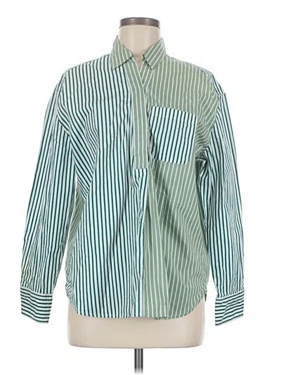 Pre-owned Talbots Long Sleeve Button Down Shirt In Green