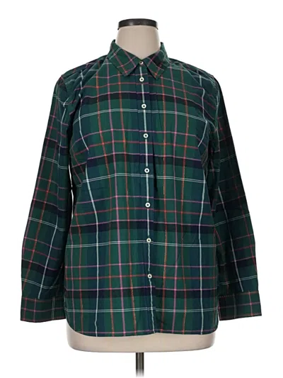 Pre-owned Talbots Long Sleeve Button Down Shirt In Green