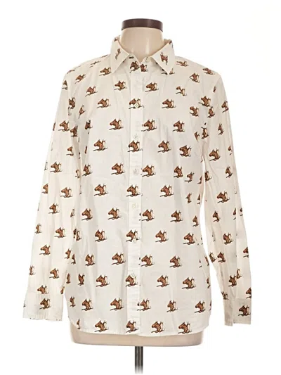 Pre-owned Talbots Long Sleeve Button Down Shirt In Ivory