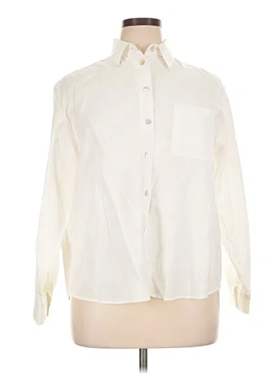 Pre-owned Talbots Long Sleeve Button Down Shirt In Ivory