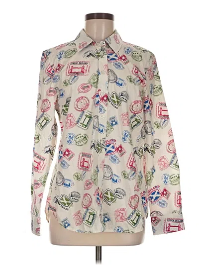 Pre-owned Talbots Long Sleeve Button Down Shirt In Ivory