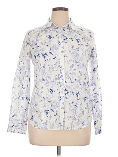 Pre-owned Talbots Long Sleeve Button Down Shirt In Ivory