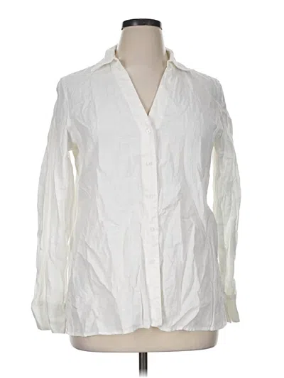 Pre-owned Talbots Long Sleeve Button Down Shirt In Ivory