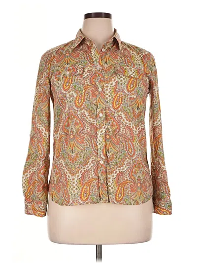 Pre-owned Talbots Long Sleeve Button Down Shirt In Orange
