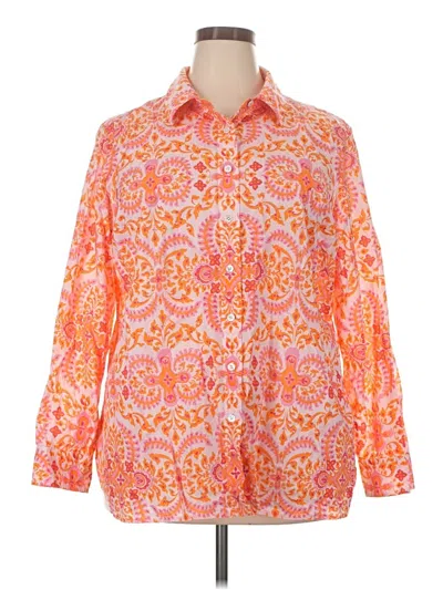 Pre-owned Talbots Long Sleeve Button Down Shirt In Orange