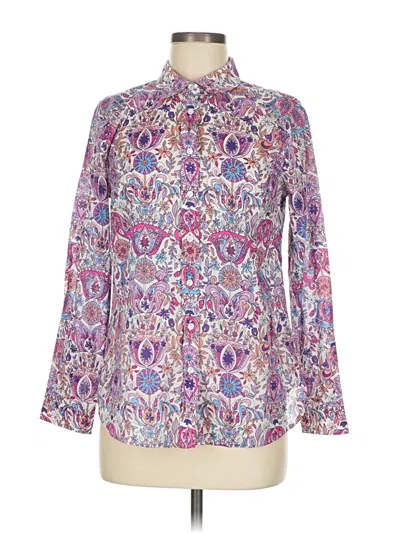 Pre-owned Talbots Long Sleeve Button Down Shirt In Purple