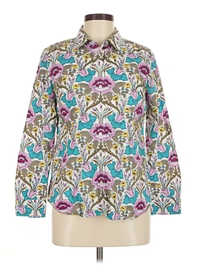 Pre-owned Talbots Long Sleeve Button Down Shirt In Purple