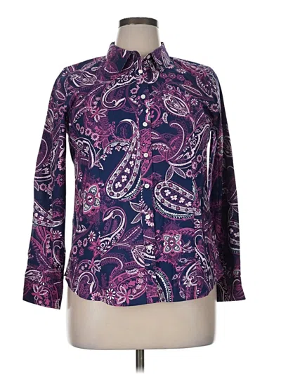 Pre-owned Talbots Long Sleeve Button Down Shirt In Purple