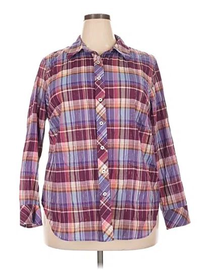 Pre-owned Talbots Long Sleeve Button Down Shirt In Purple