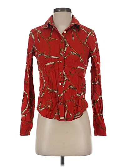 Pre-owned Talbots Long Sleeve Button Down Shirt In Red