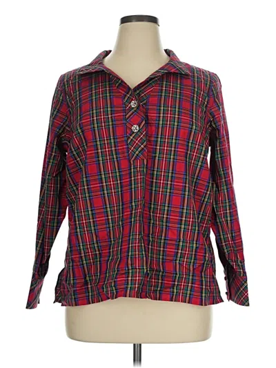 Pre-owned Talbots Long Sleeve Button Down Shirt In Red