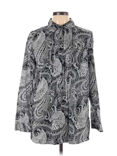 Pre-owned Talbots Long Sleeve Button Down Shirt In Silver