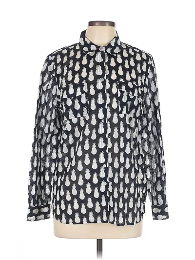 Pre-owned Talbots Long Sleeve Button Down Shirt In Silver