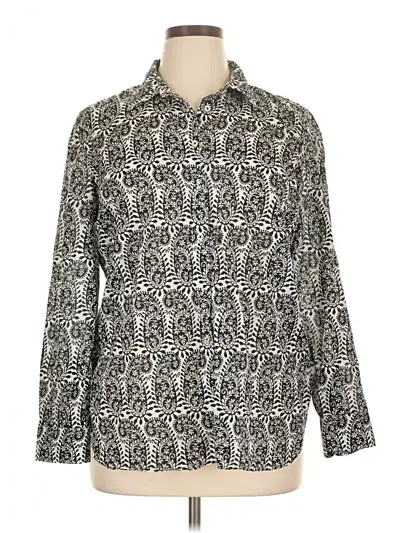 Pre-owned Talbots Long Sleeve Button Down Shirt In Silver